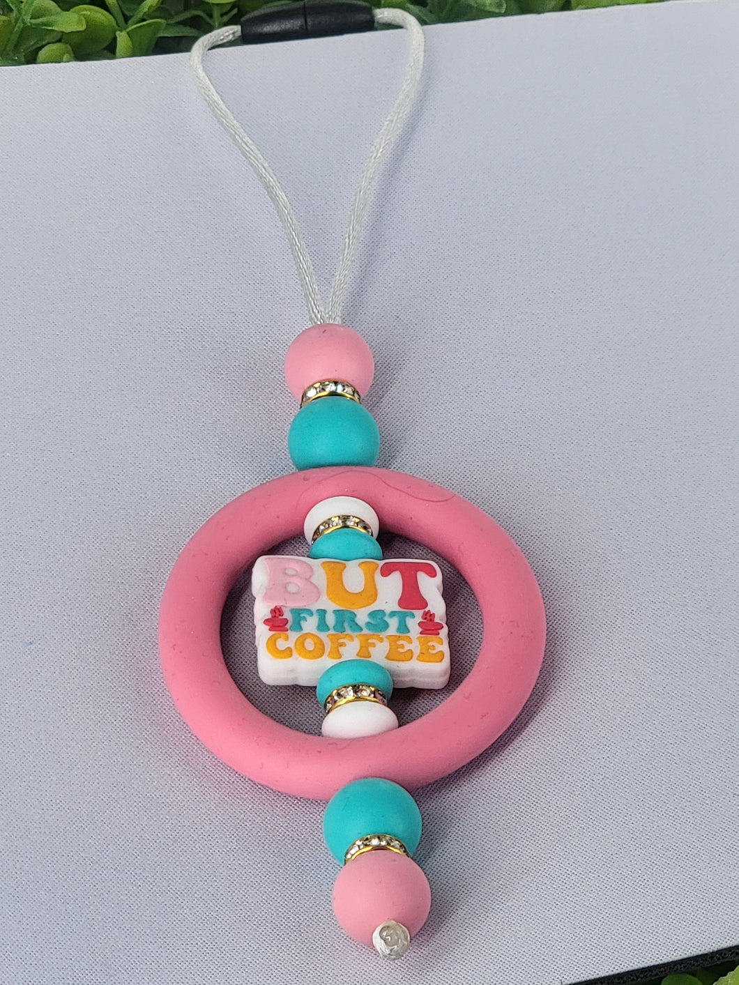 But First Coffee Circle Car Charm
