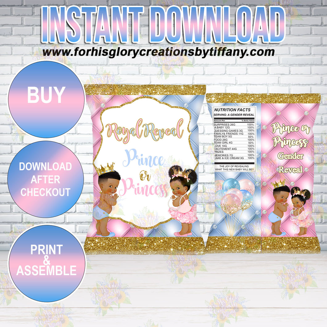 Royal Gender Reveal Instant Chip Bag Download